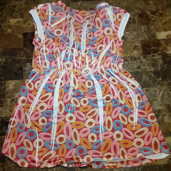 Hessi Red Tunic Top With Circle Patterns Women's Size M - Picture 7 of 7